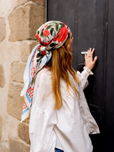 Charger l'image dans la galerie, Le grand foulard Liseron - frise bleue