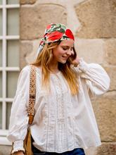 Charger l'image dans la galerie, Le grand foulard Liseron - frise bleue