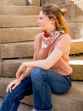 Charger l'image dans la galerie, Le petit foulard Liseron - frise bleue