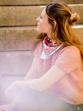 Charger l'image dans la galerie, Le petit foulard Liseron - frise bleue