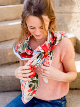 Charger l'image dans la galerie, Le grand foulard Liseron - frise bleue