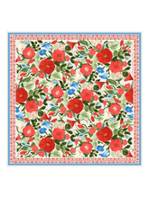 Charger l'image dans la galerie, Le grand foulard Liseron - frise bleue