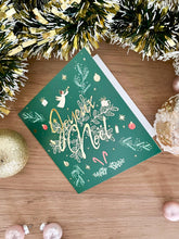 Charger l'image dans la galerie, Carte double Joyeux Noël fond vert et dorure