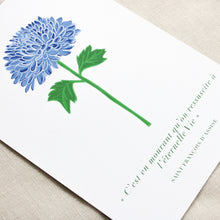 Charger l'image dans la galerie, Affichette Toussaint Chrysanthème bleu