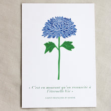 Charger l'image dans la galerie, Affichette Toussaint Chrysanthème bleu