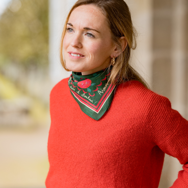 Le petit foulard Vivre d'amour vert