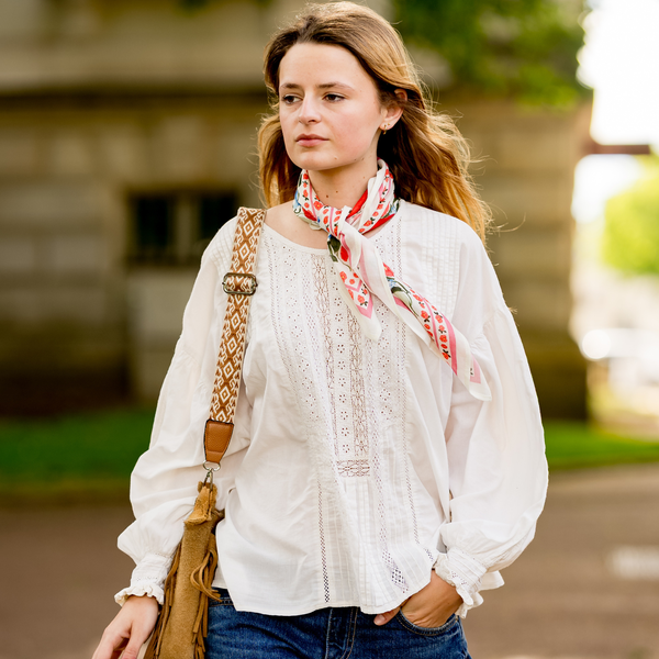 Le petit foulard Liseron - frise rose