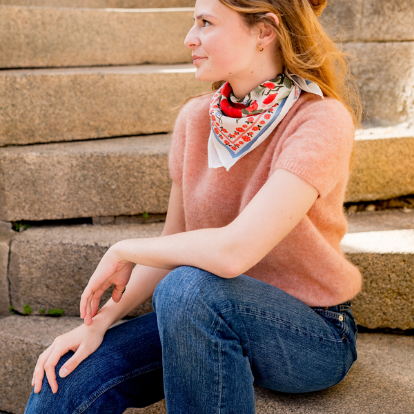 Le petit foulard Liseron - frise bleue