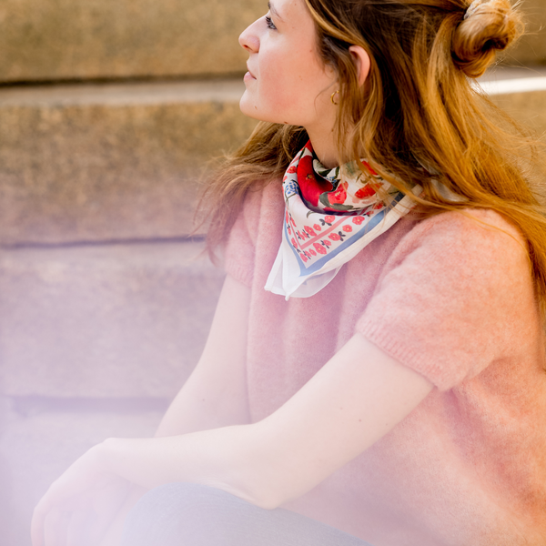 Le petit foulard Liseron - frise bleue