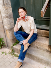 Charger l'image dans la galerie, Le petit foulard Liseron - frise bleue
