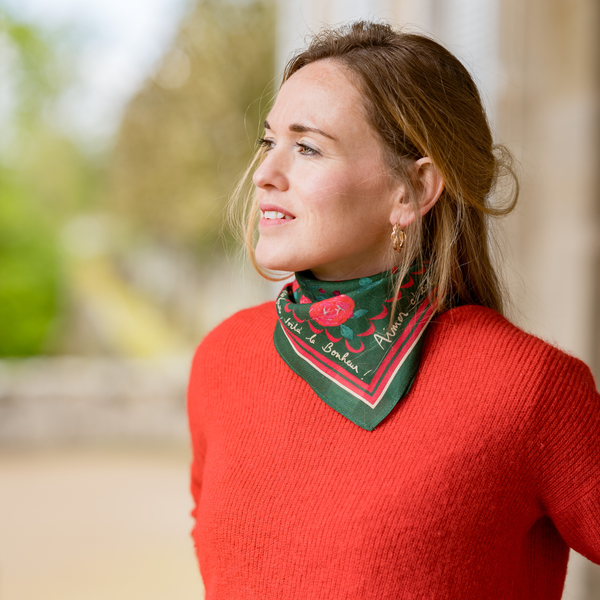 Le petit foulard Vivre d'amour vert