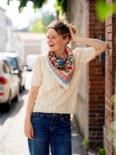 Charger l'image dans la galerie, Le grand foulard Liseron - frise bleue
