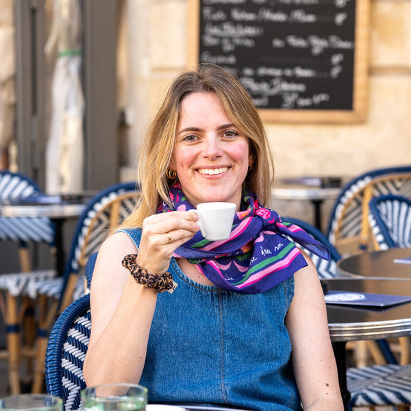 Le grand foulard Vivre d'amour violet