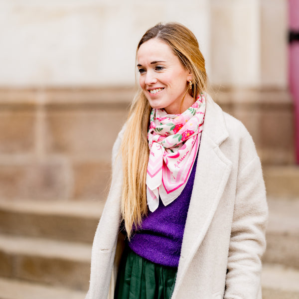Le grand foulard Vivre d'amour écru