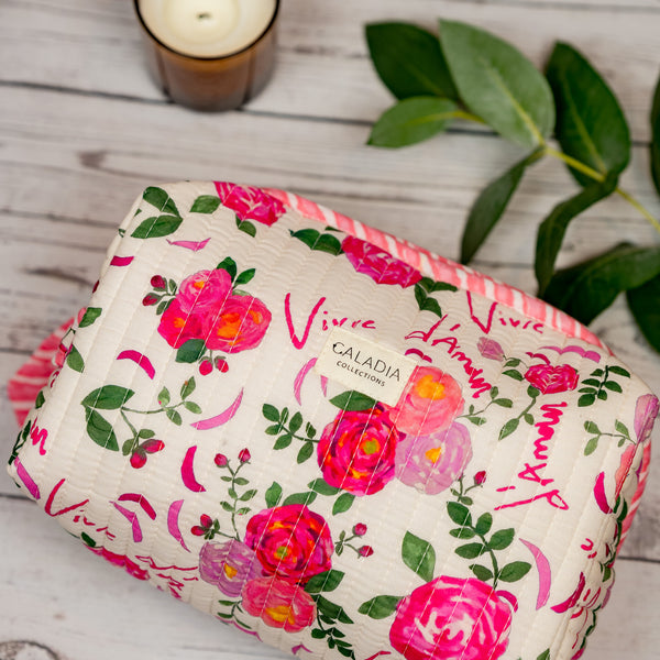 Trousse de toilette Vivre d'amour écru
