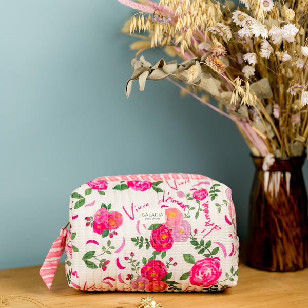 Trousse de toilette Vivre d'amour écru