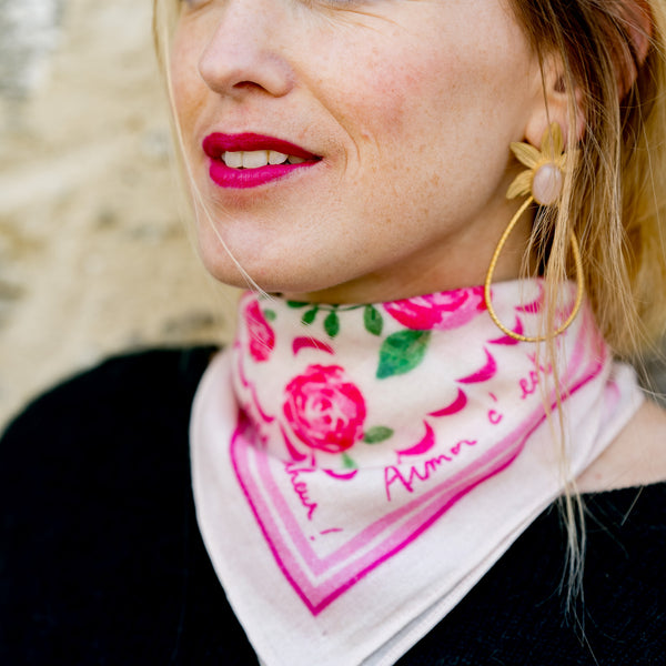 Le petit foulard Vivre d'amour écru