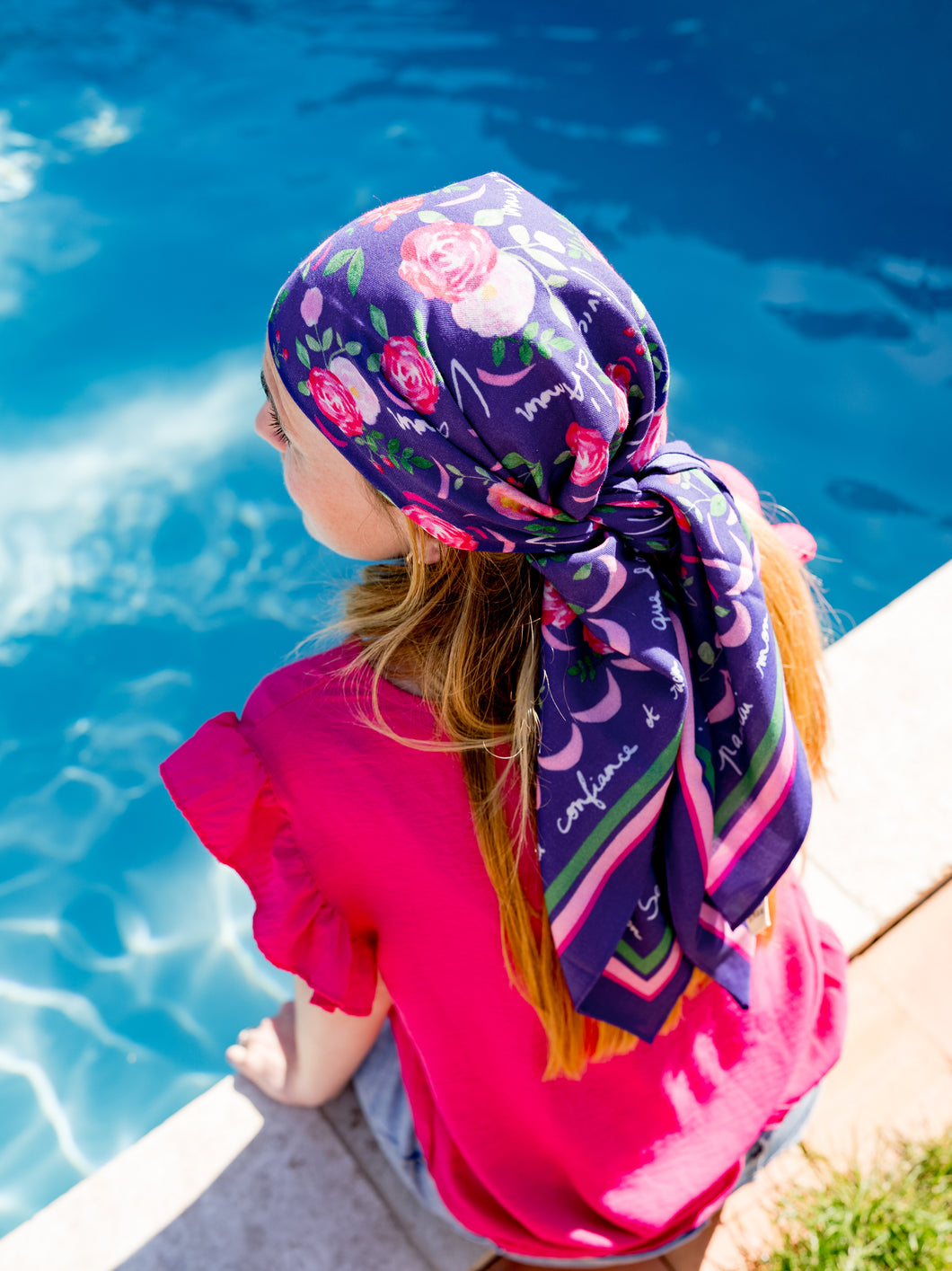 Le grand foulard Vivre d'amour violet
