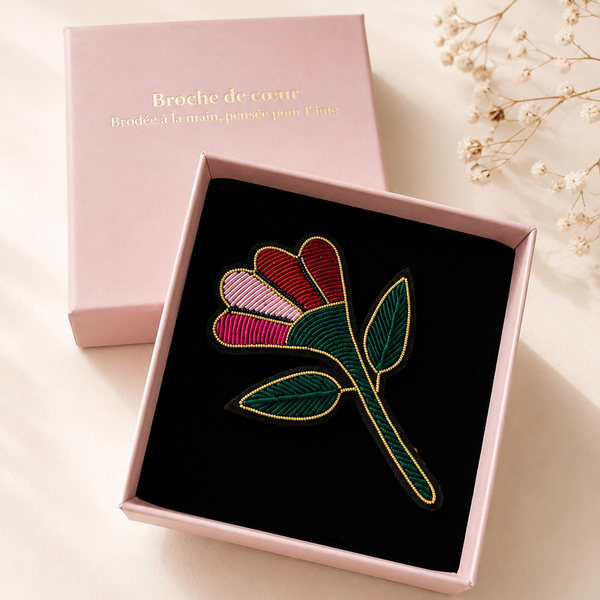 Broche brodée Liseron