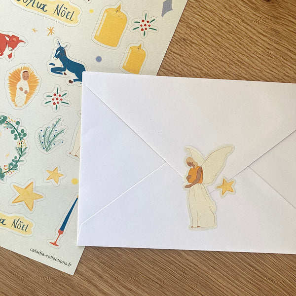 Planche de 15 stickers religieux Noël