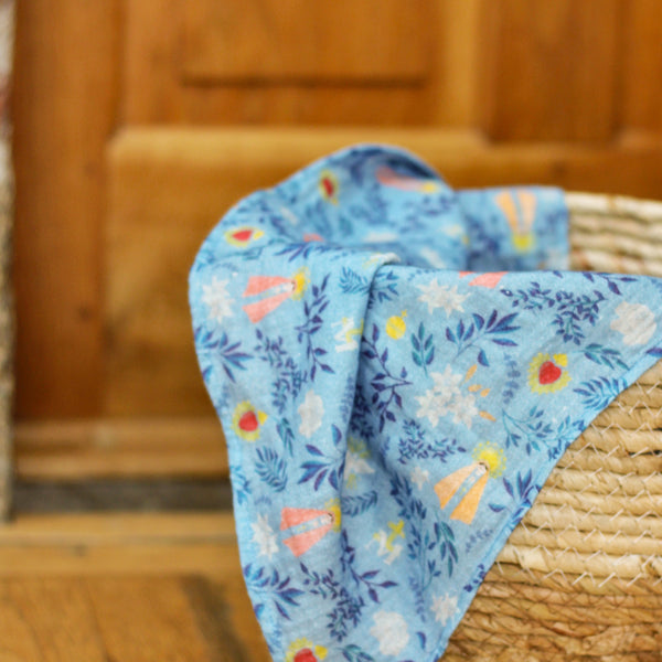 Le maxi lange imprimé Marie bleu ciel