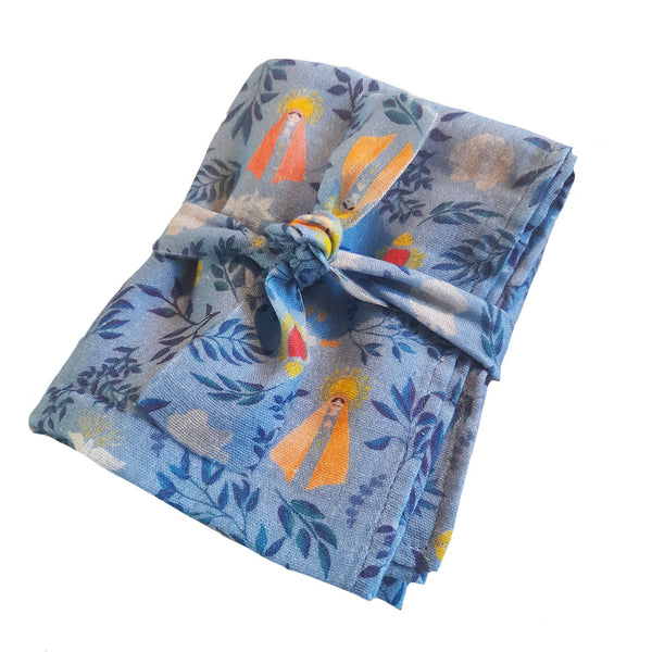 Le petit lange imprimé Marie bleu ciel