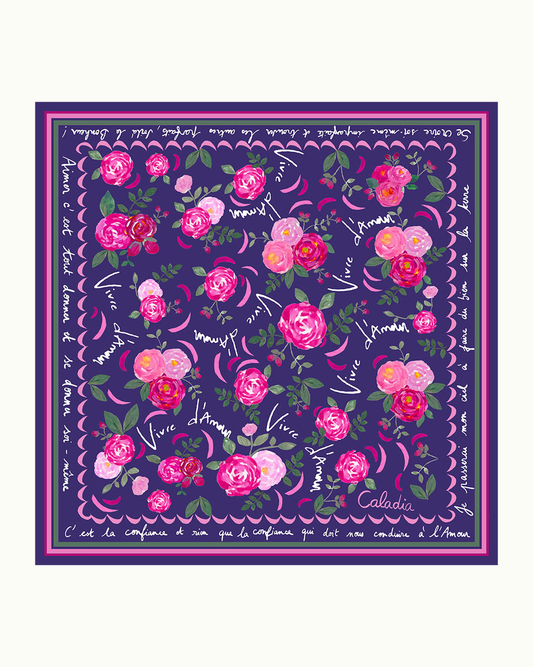 Petit Foulard Vivre d'amour violet