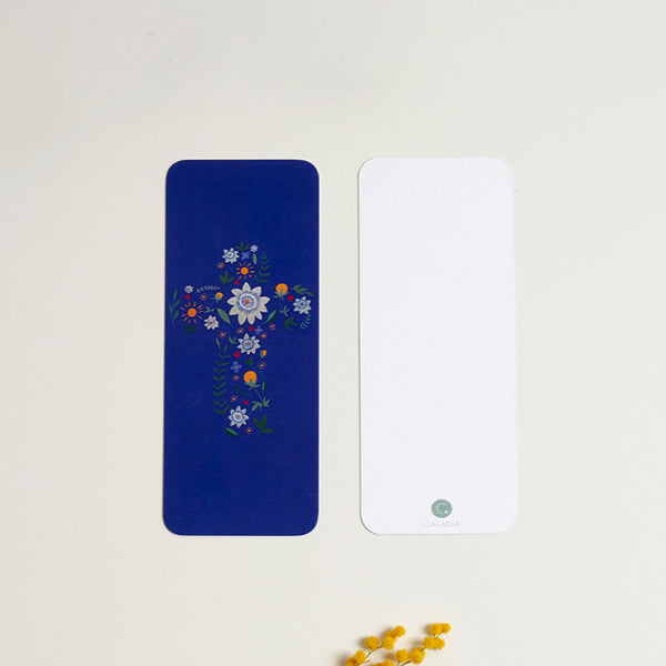 Signet Croix Passiflore bleu