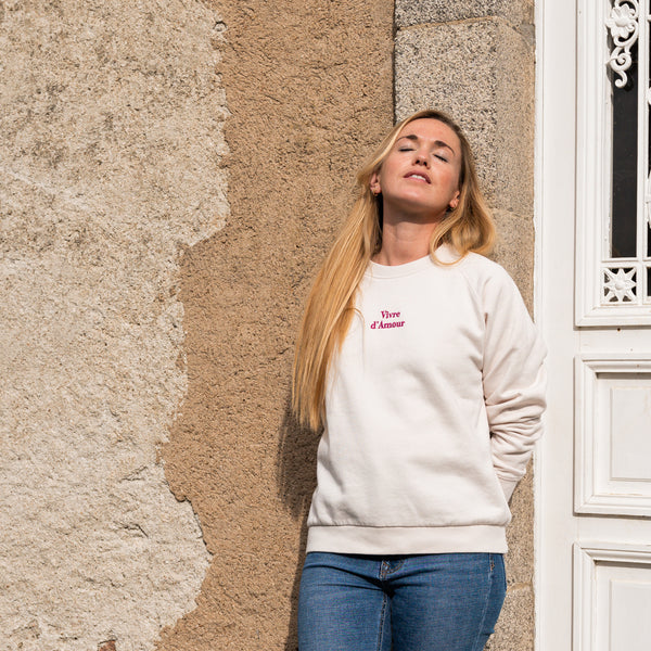 Le Sweat Thérèse écru sans manche brodée