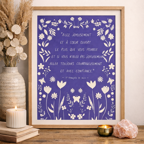 Affiche Citation St François de Sales - bleu/violet