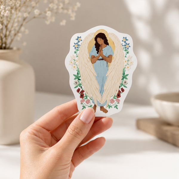 Sticker Ange gardien fleuri