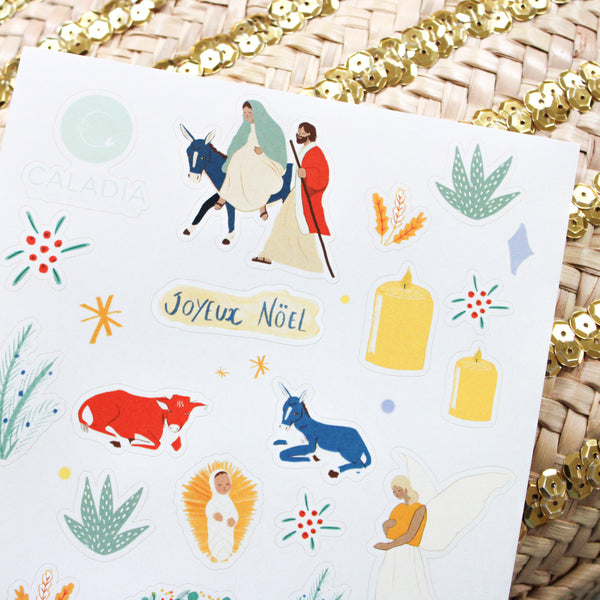 Planche de 15 stickers religieux Noël