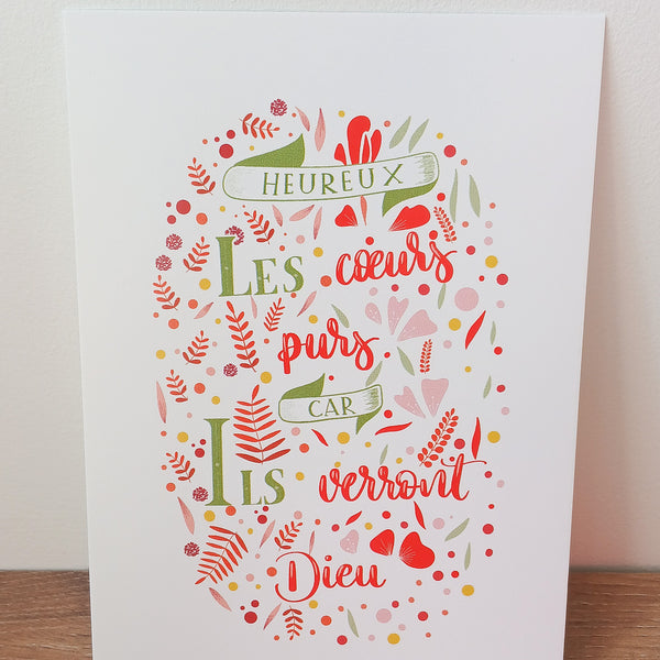 Carte Béatitude : heureux les cœurs purs