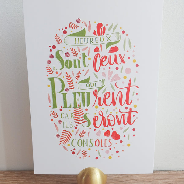 Carte Béatitude : heureux ceux qui pleurent