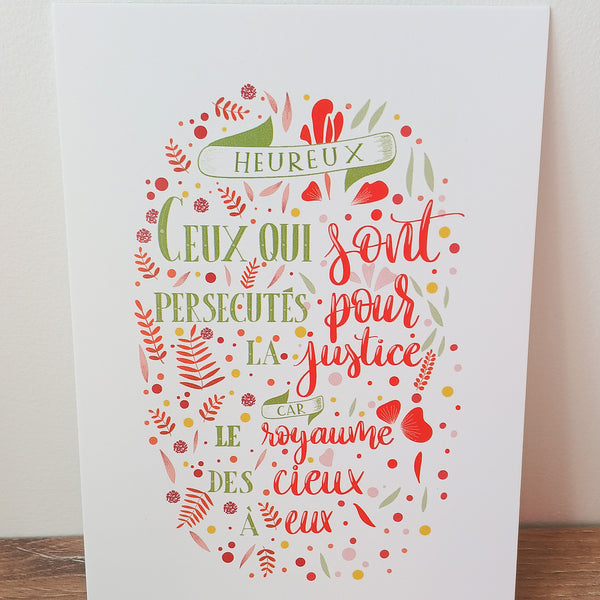 Carte Béatitude : heureux les persécutés pour la justice
