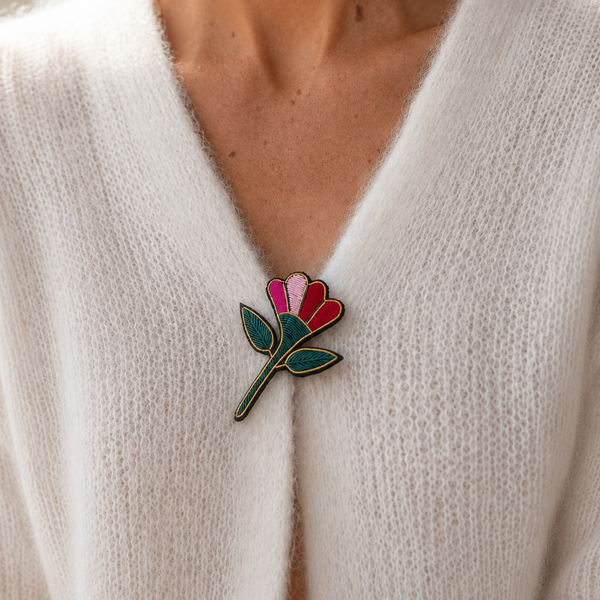 Broche brodée Liseron