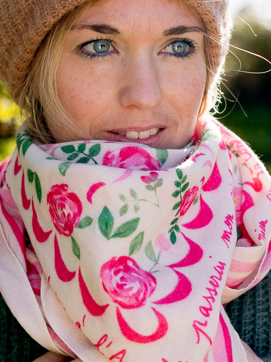 Le grand foulard Vivre d'amour écru