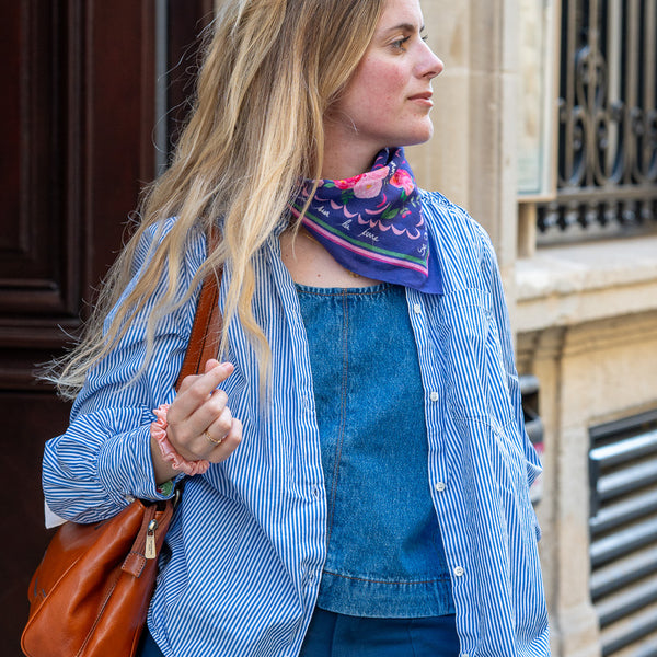 Le petit foulard Vivre d'amour violet