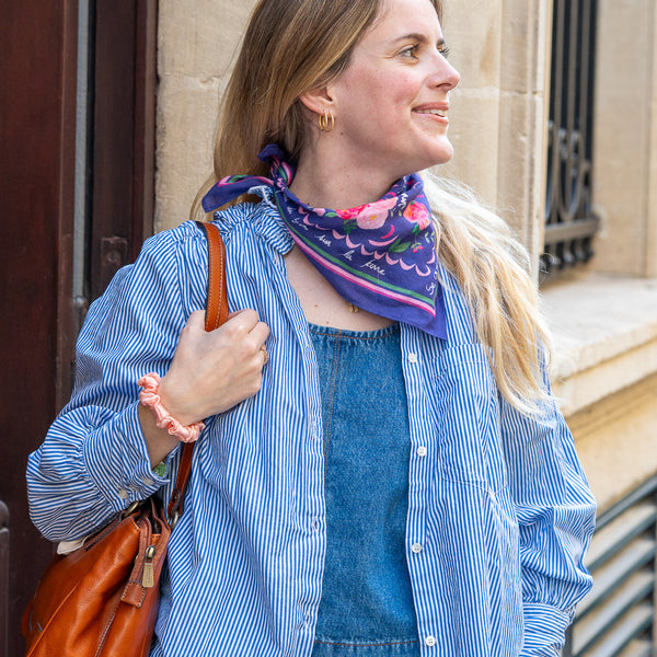 Le petit foulard Vivre d'amour violet