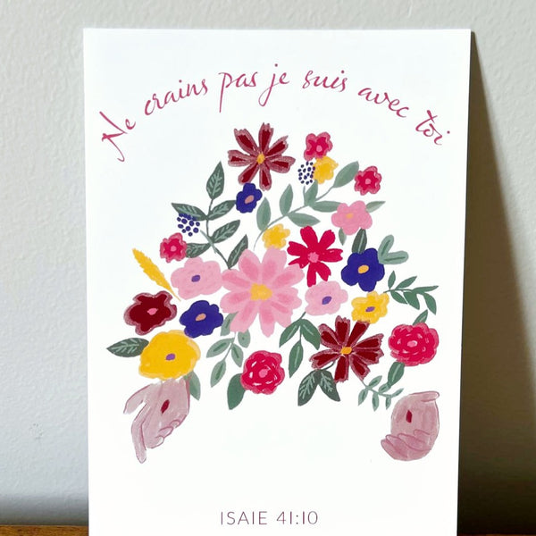 Carte « ne crains pas, je suis avec toi » Isaie 41:10