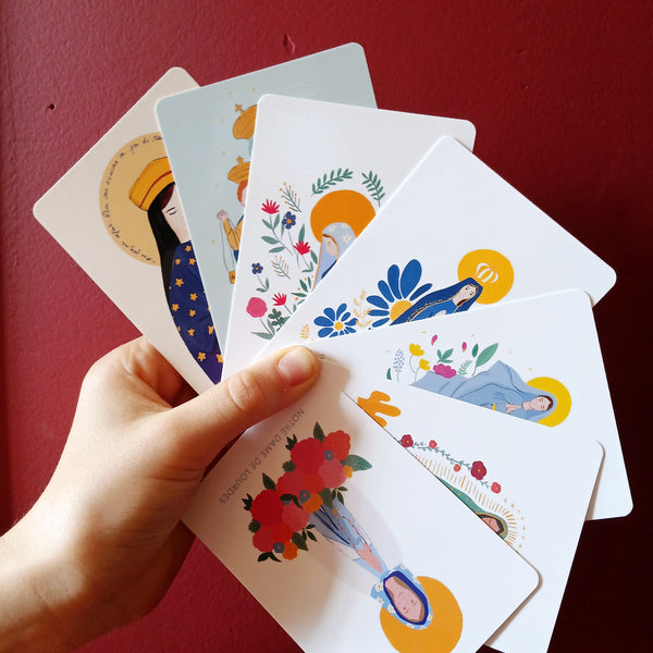 Lot de 7 cartes Marie