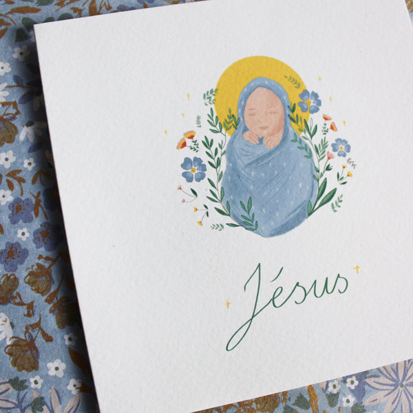 Carte de Noël double-Le faire-part de Jésus