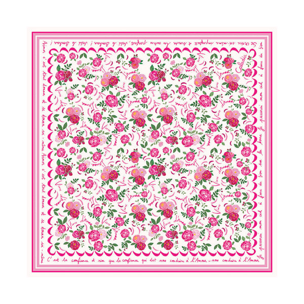 Le grand foulard Vivre d'amour écru