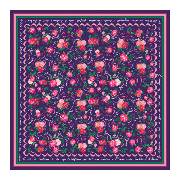 Le grand foulard Vivre d'amour violet