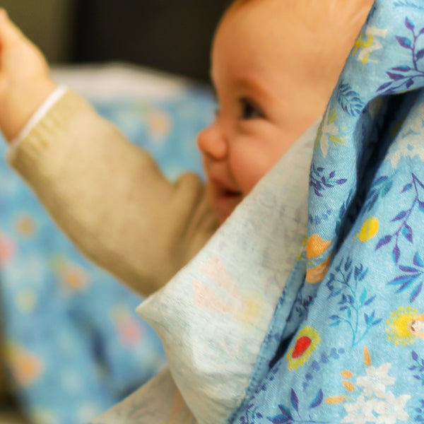 Le maxi lange imprimé Marie bleu ciel