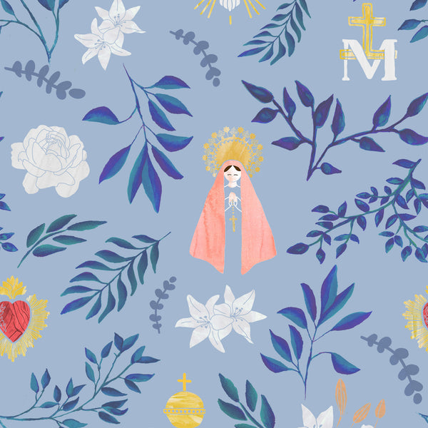 Le petit lange imprimé Marie bleu ciel