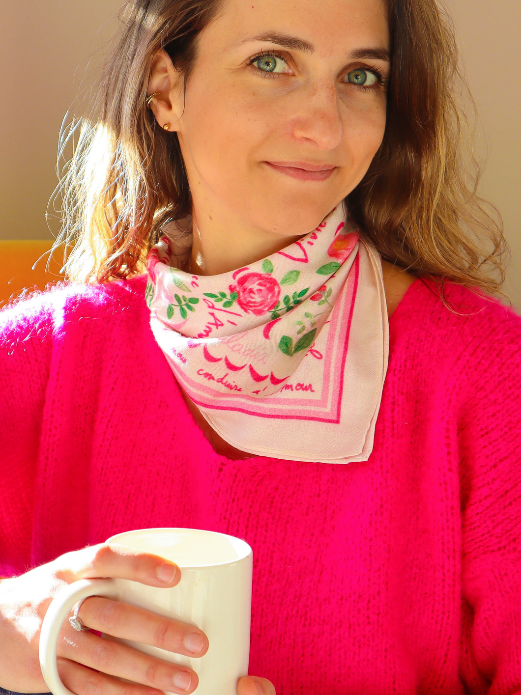 Petit Foulard Vivre d'amour écru