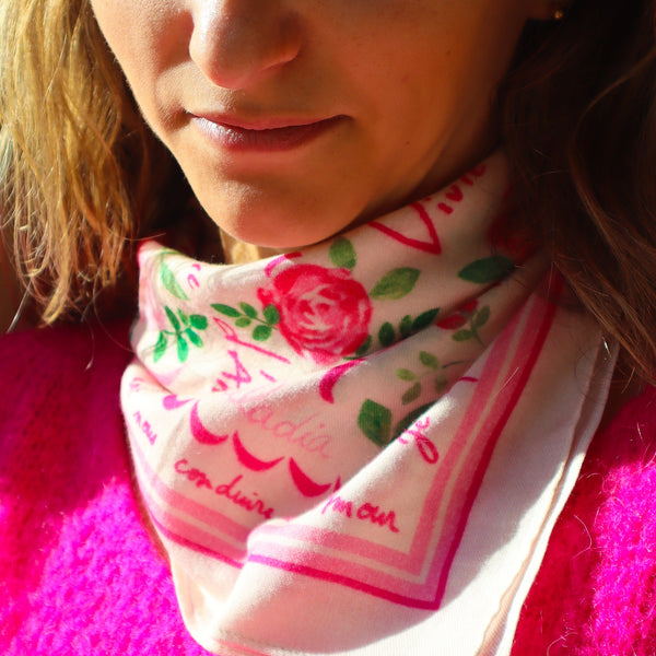 Le petit foulard Vivre d'amour écru