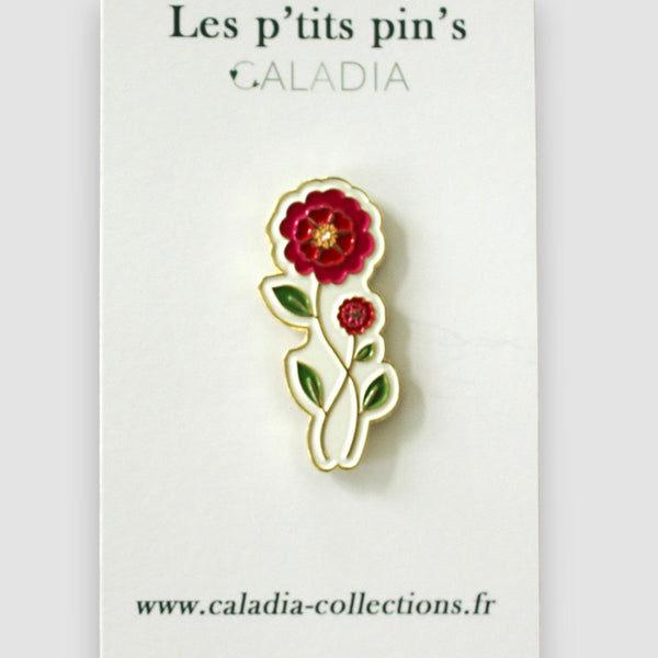 Pin's Rose Effeuillée émaillée vernis blanc