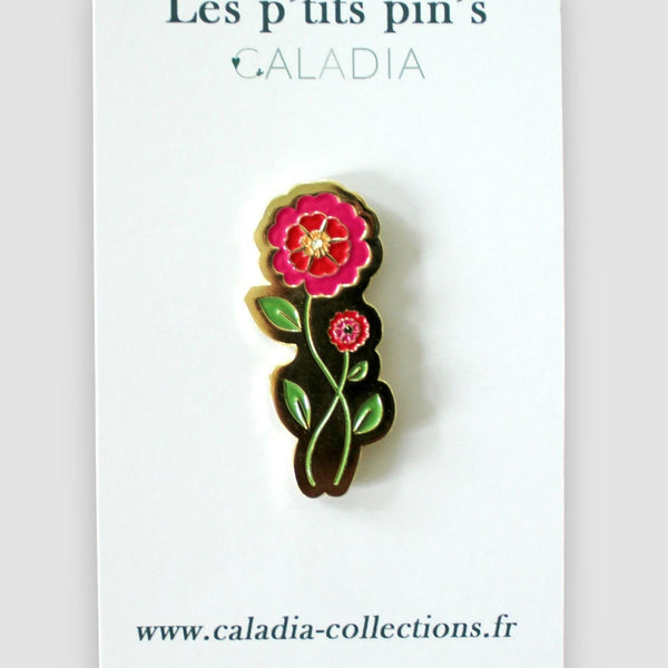 Pin's Rose Effeuillée émaillée dorée